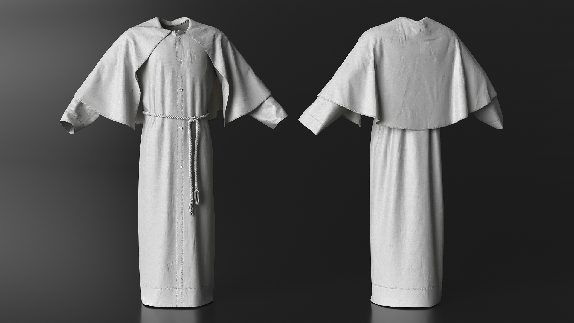 3D model Long Robe with Mantle and Belt