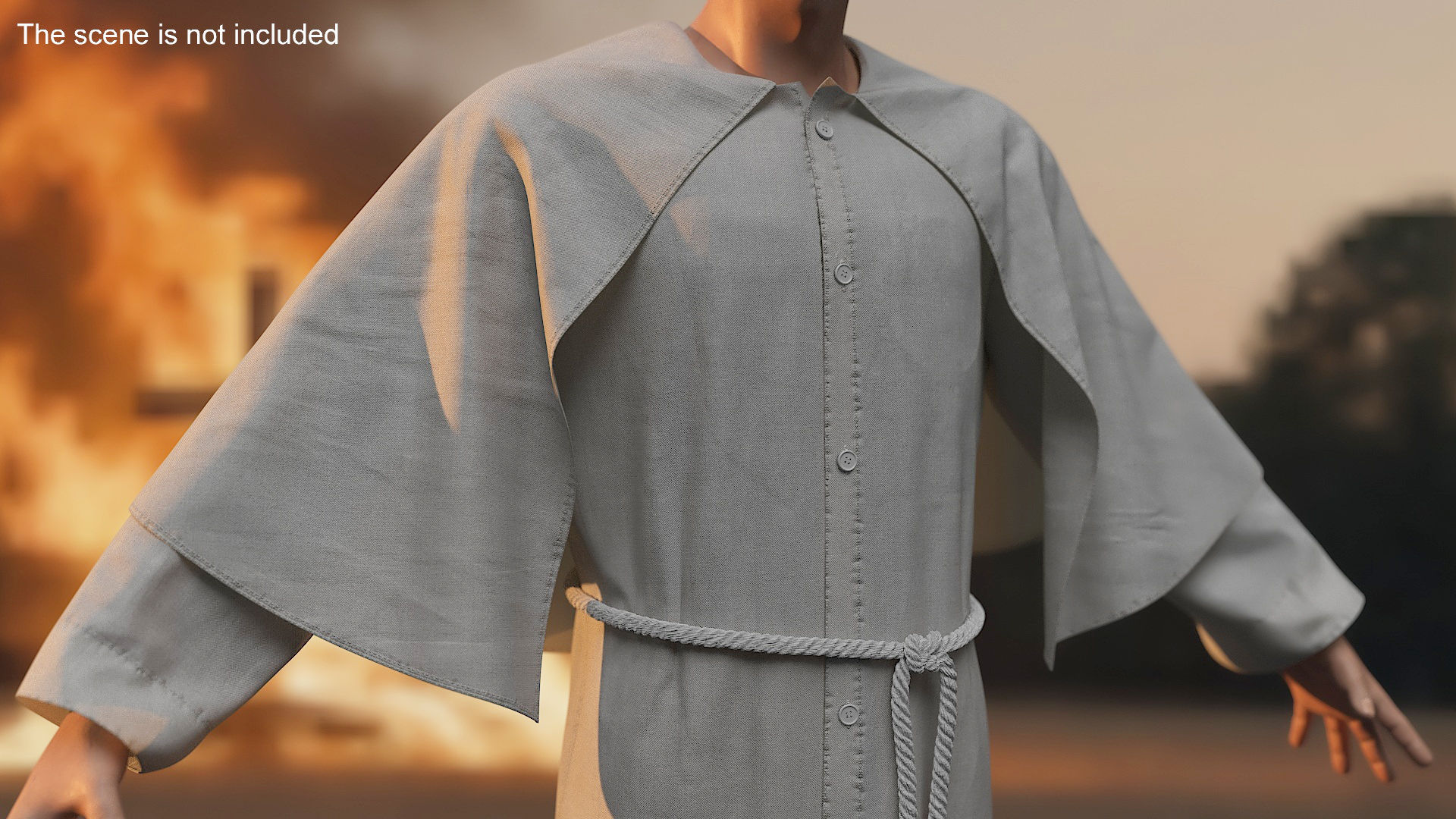 3D model Long Robe with Mantle and Belt