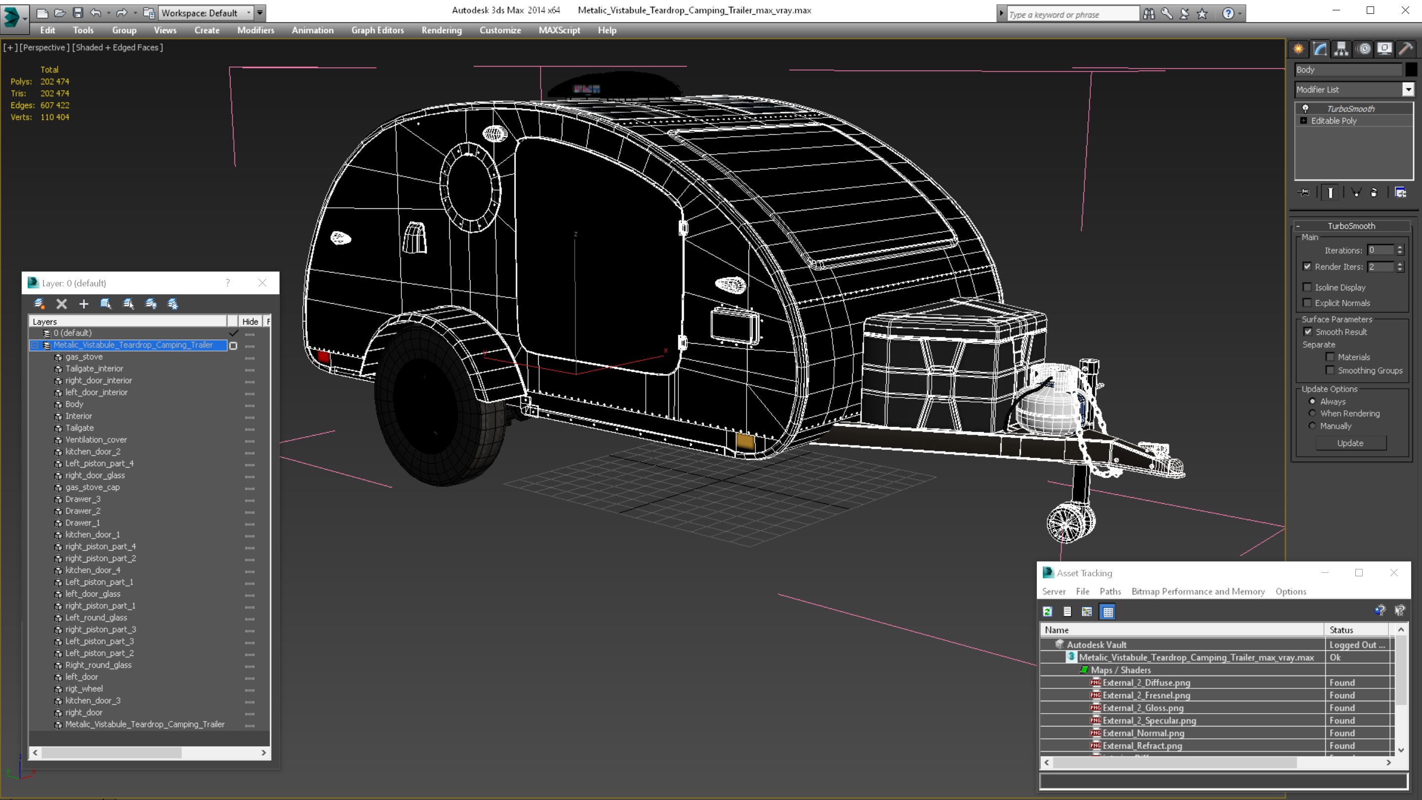 3D Metallic Vistabule Teardrop Camping Trailer model