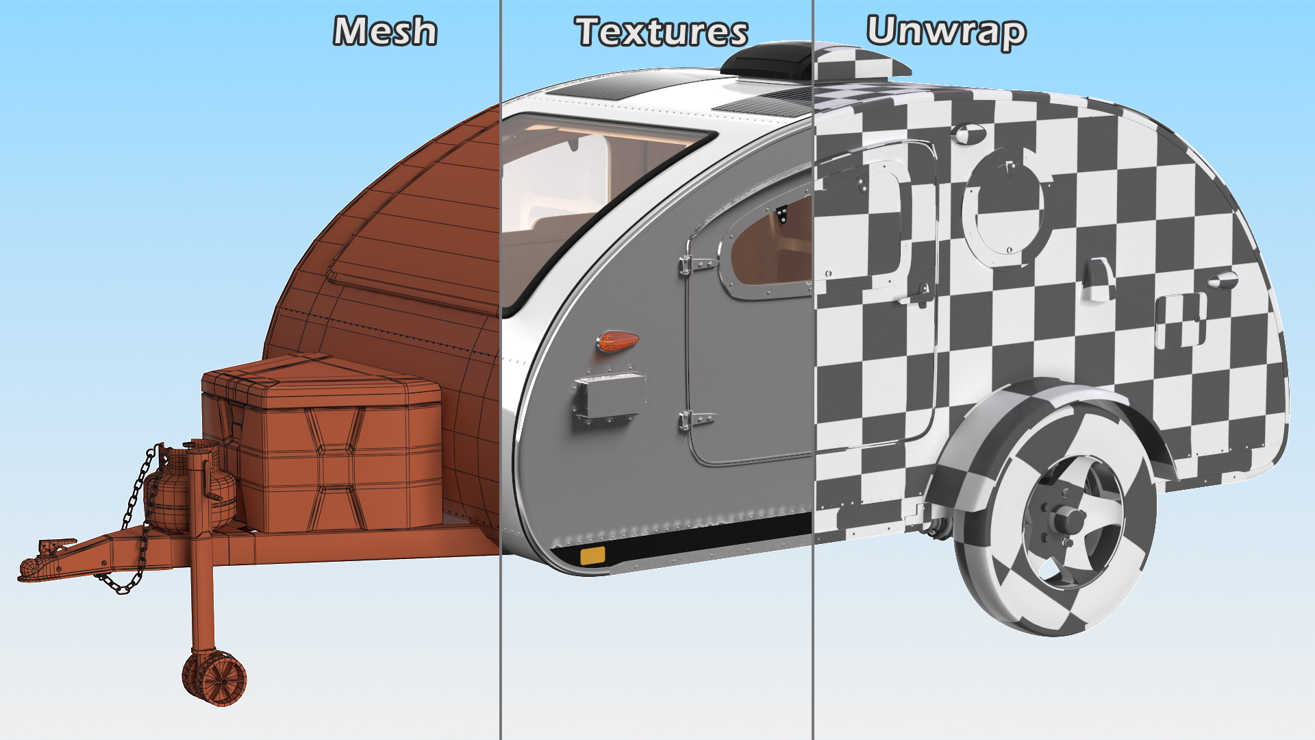 3D Metallic Vistabule Teardrop Camping Trailer model