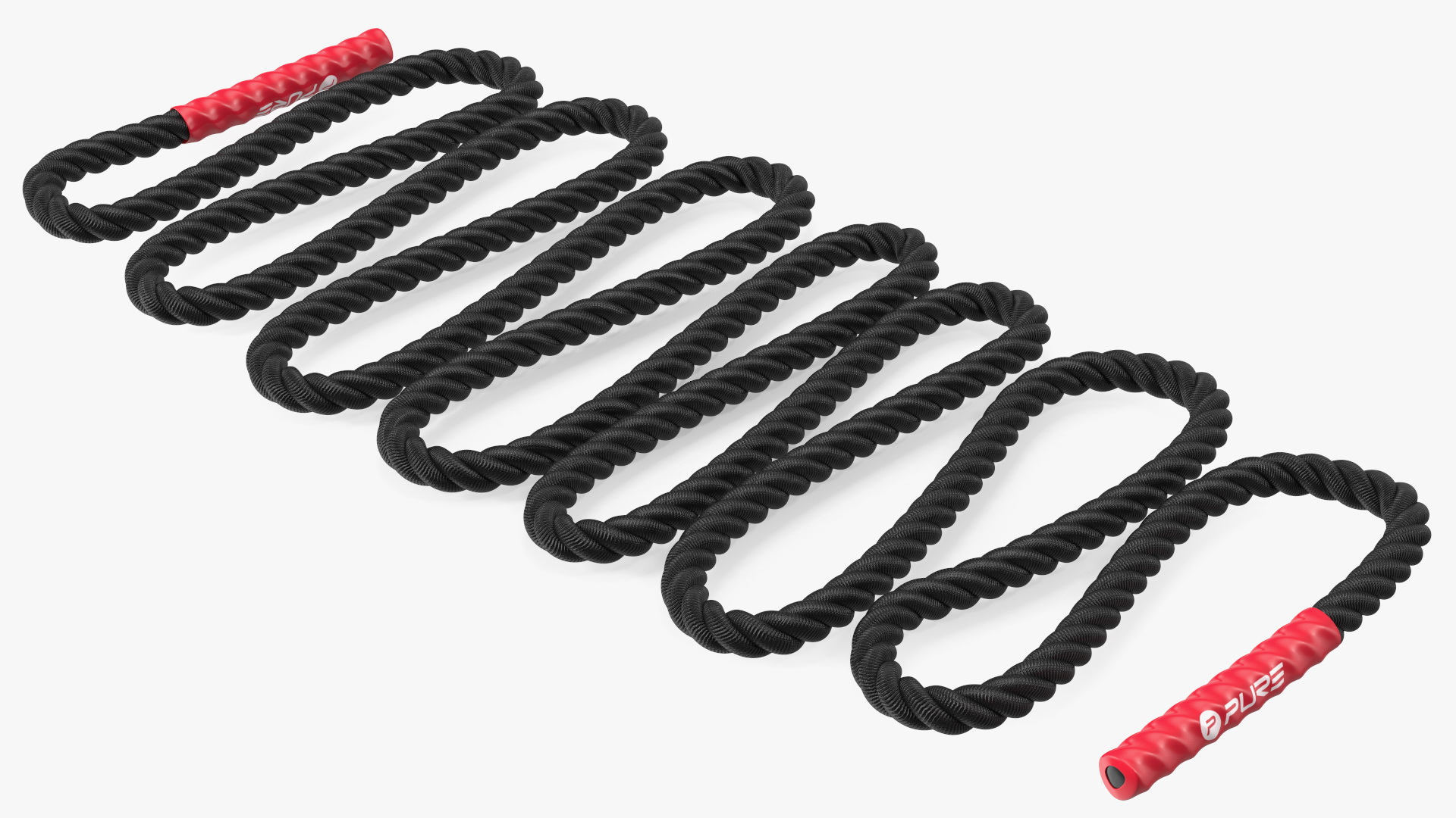 3D Pure2Improve Battle Rope Black with Red Handle