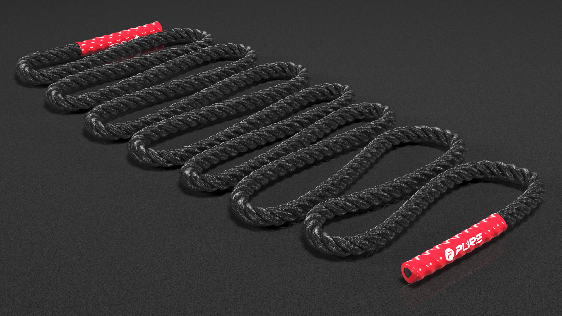 3D Pure2Improve Battle Rope Black with Red Handle