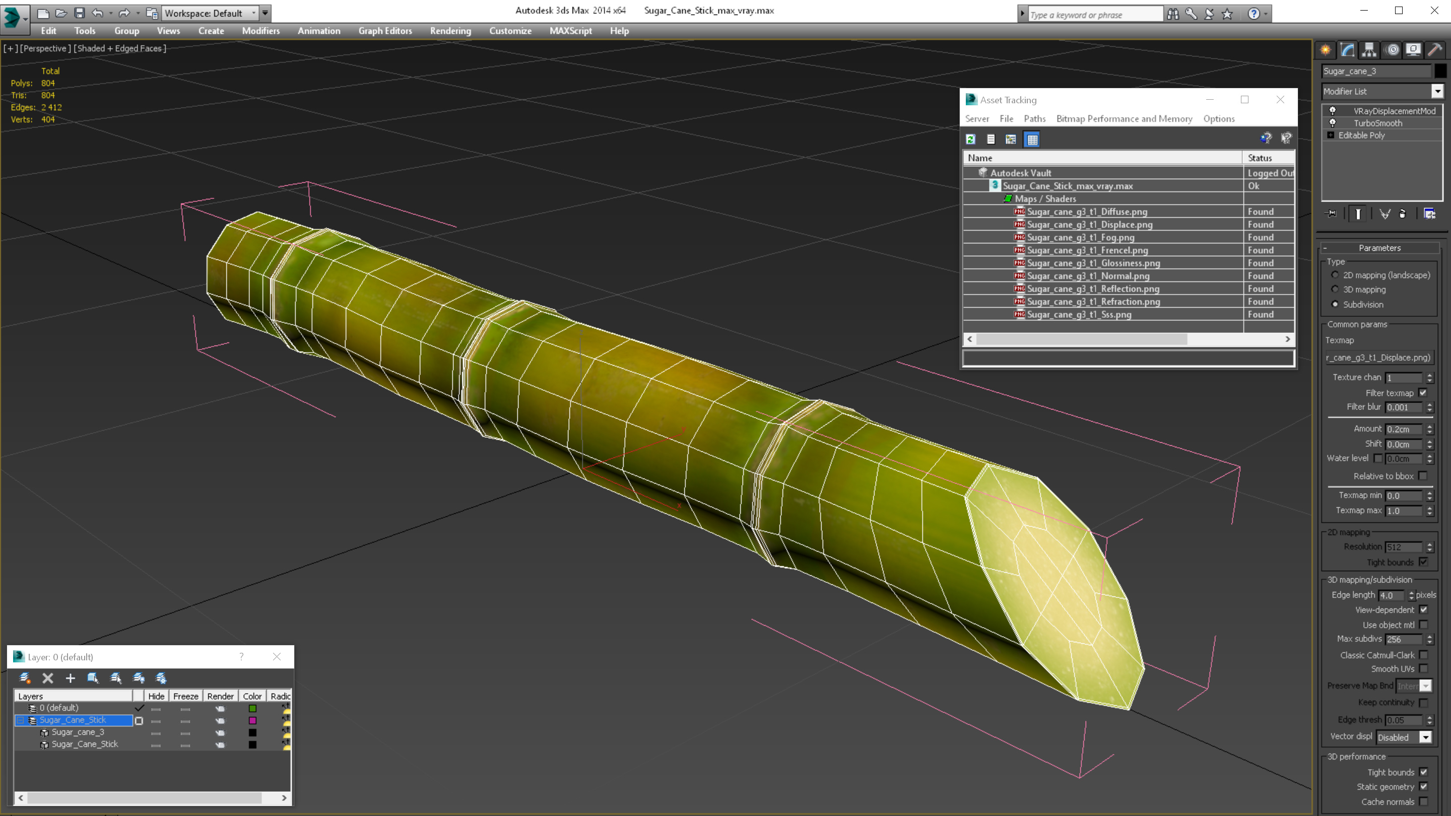 3D Sugar Cane Stick