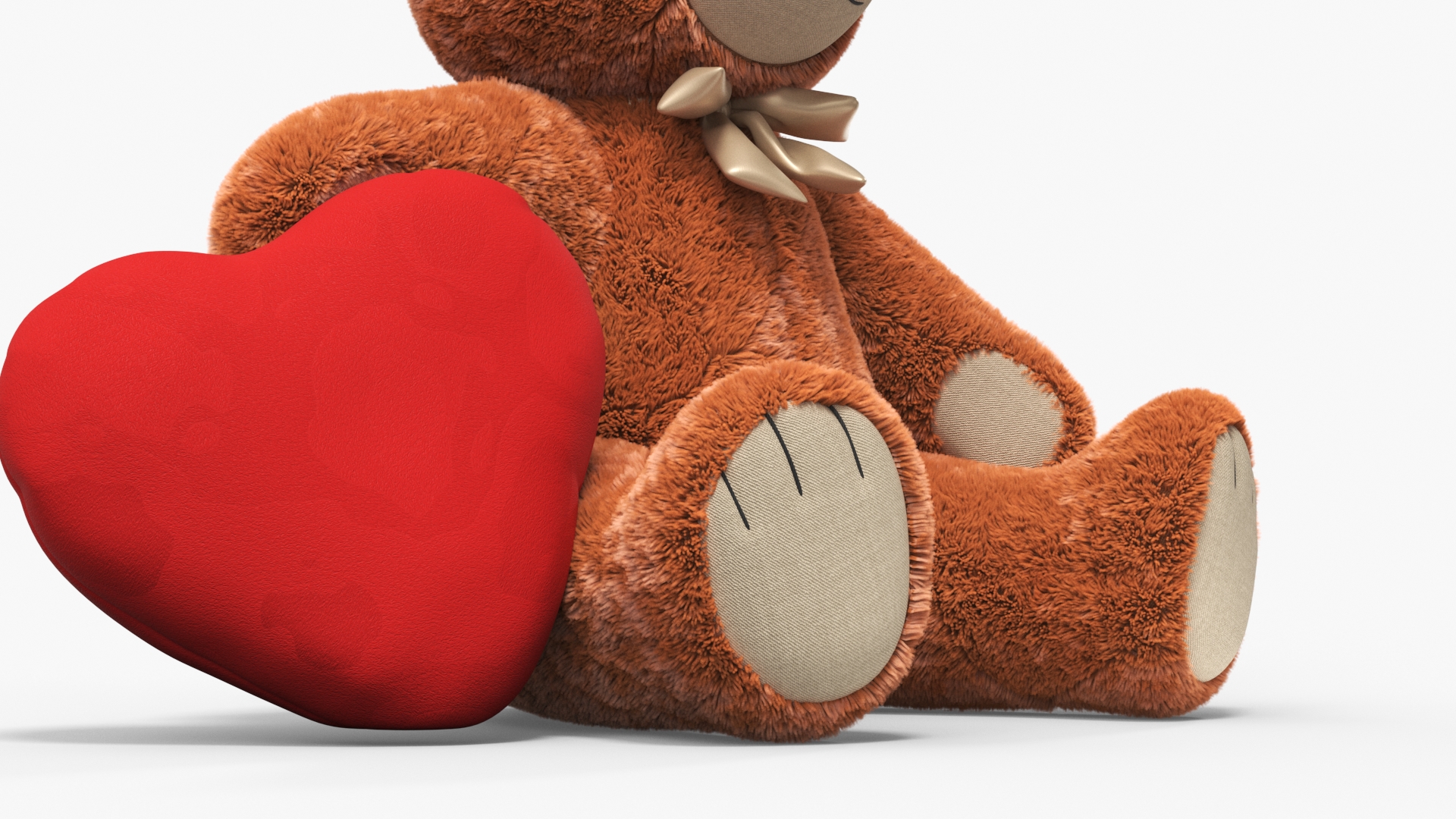 3D model Teddy Bear Toy Brown with Heart Fur