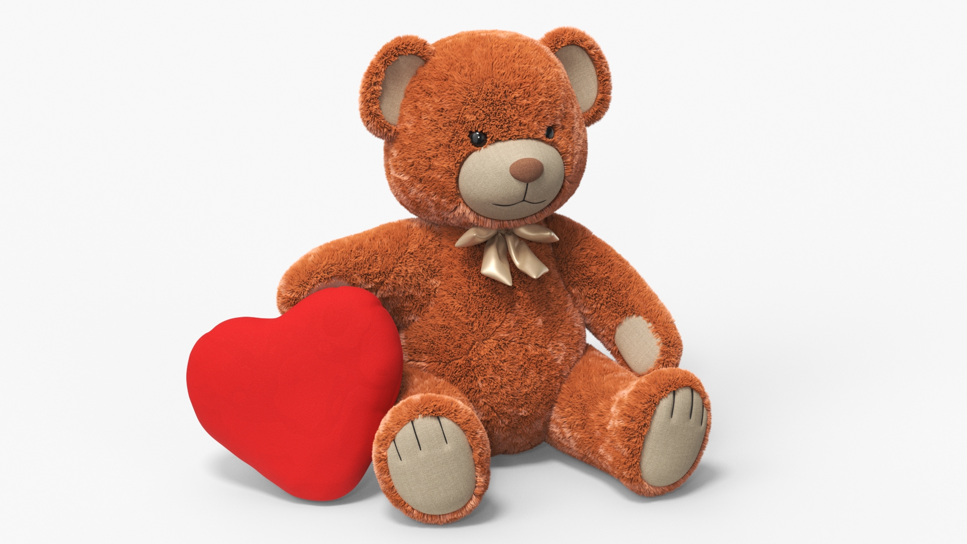 3D model Teddy Bear Toy Brown with Heart Fur