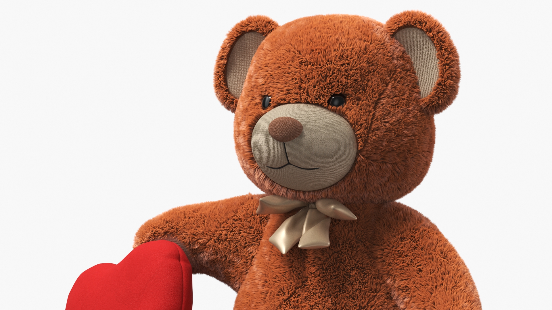 3D model Teddy Bear Toy Brown with Heart Fur