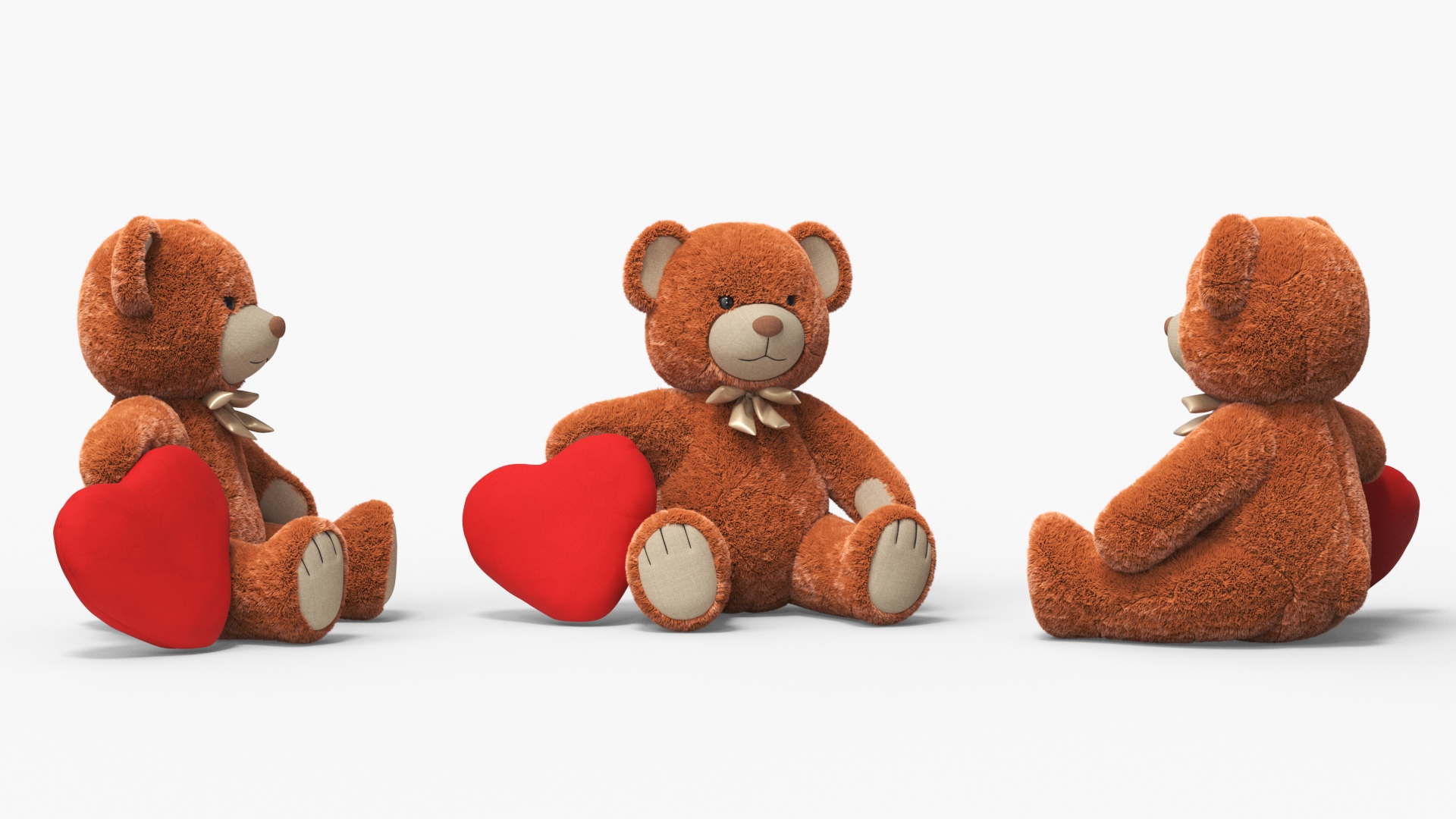 3D model Teddy Bear Toy Brown with Heart Fur