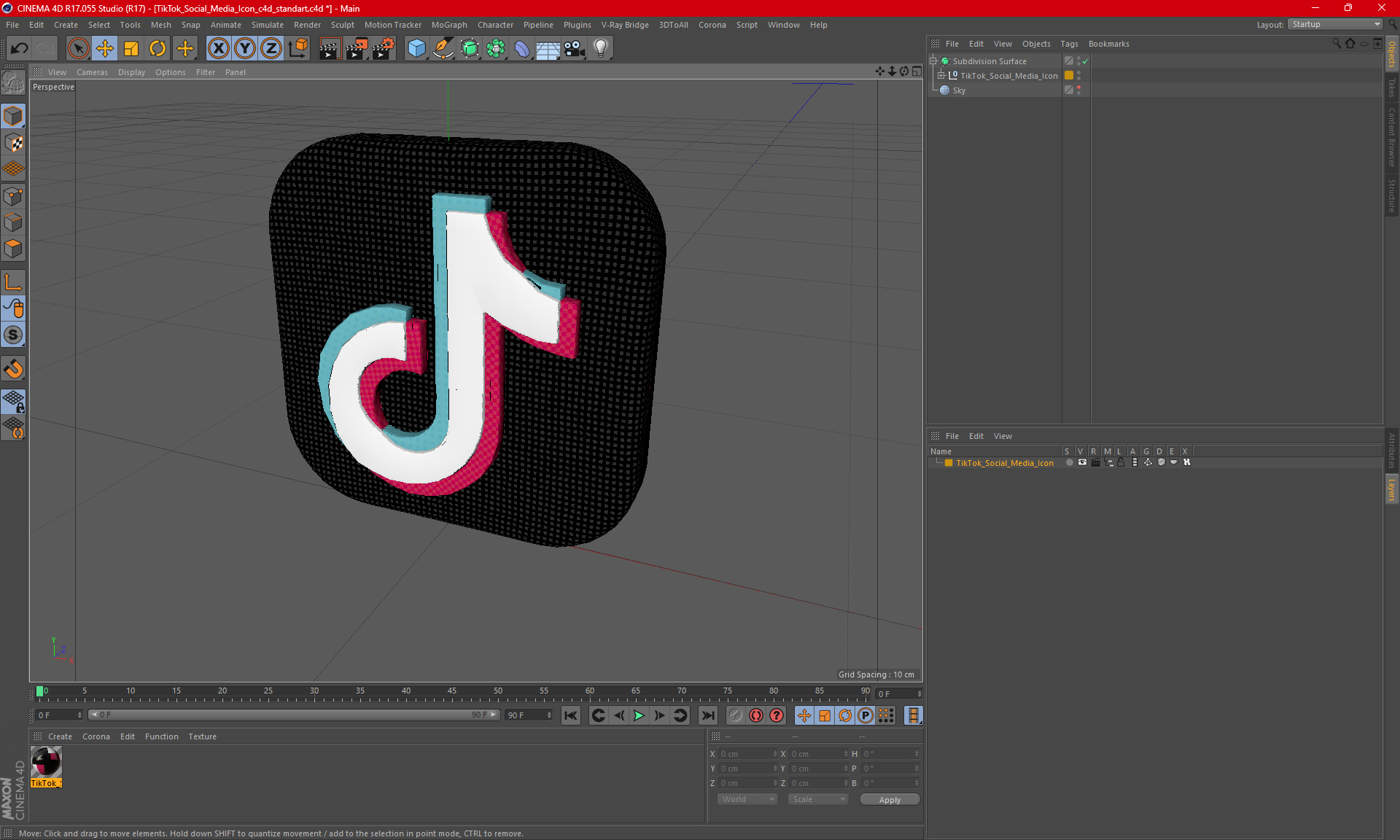 TikTok Social Media Icon 3D model