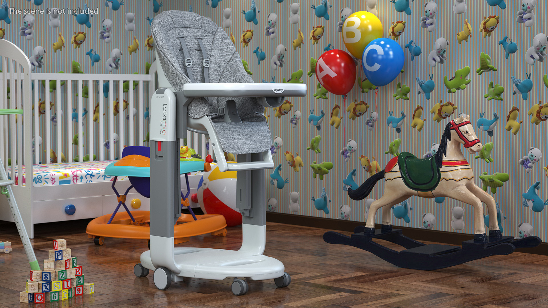 Tatamia High Chair Vertical Grey Rigged 3D model