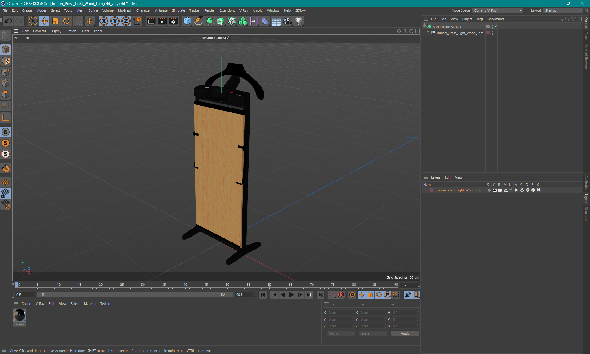 Trouser Press Light Wood Trim 3D model