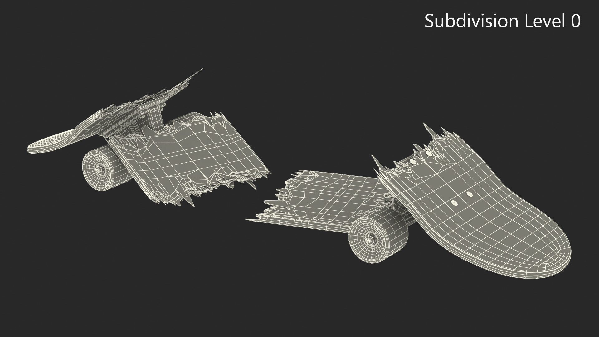 Skateboard Shattered into Pieces 3D