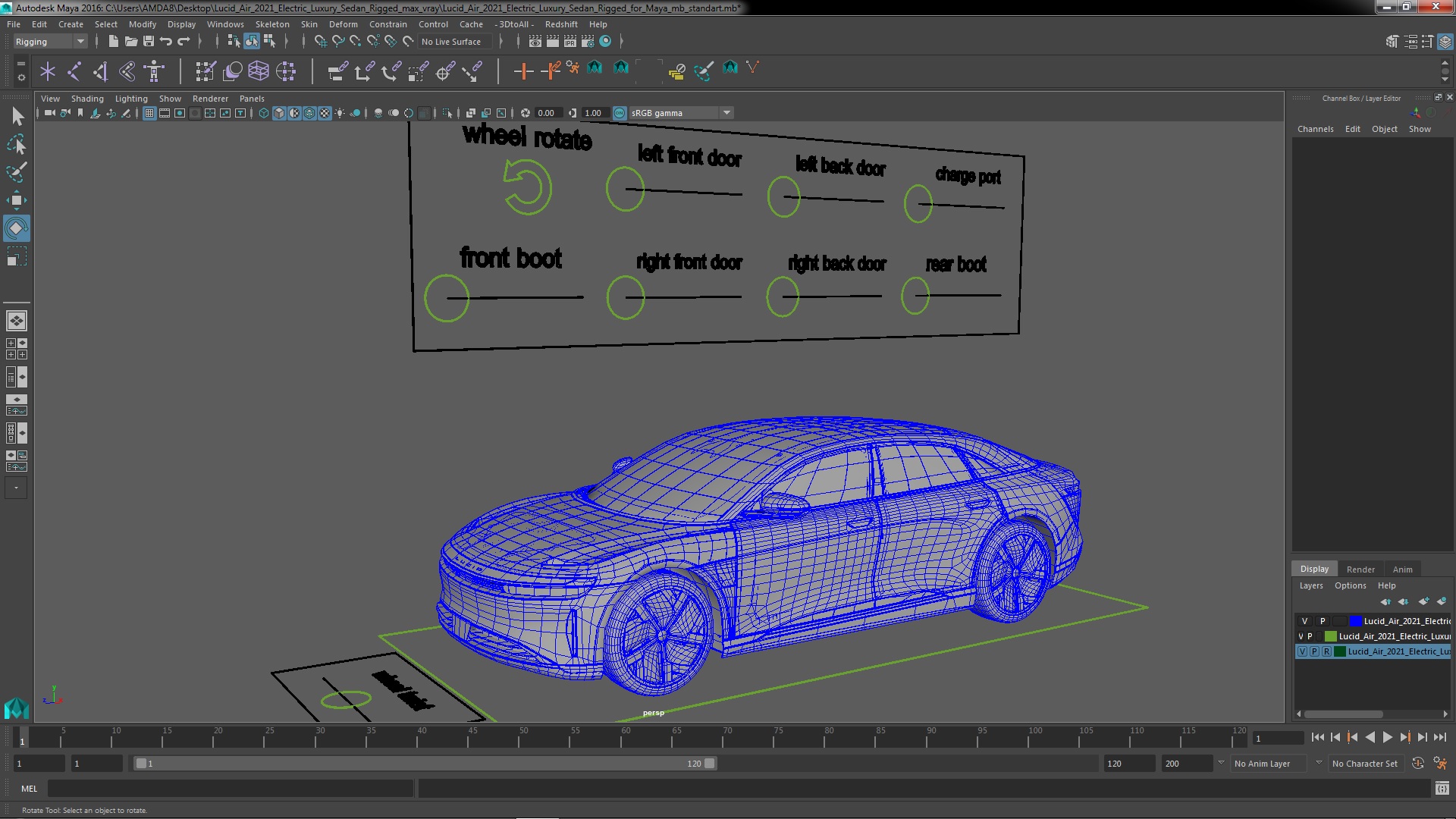 Lucid Air 2021 Electric Luxury Sedan Rigged for Maya 3D