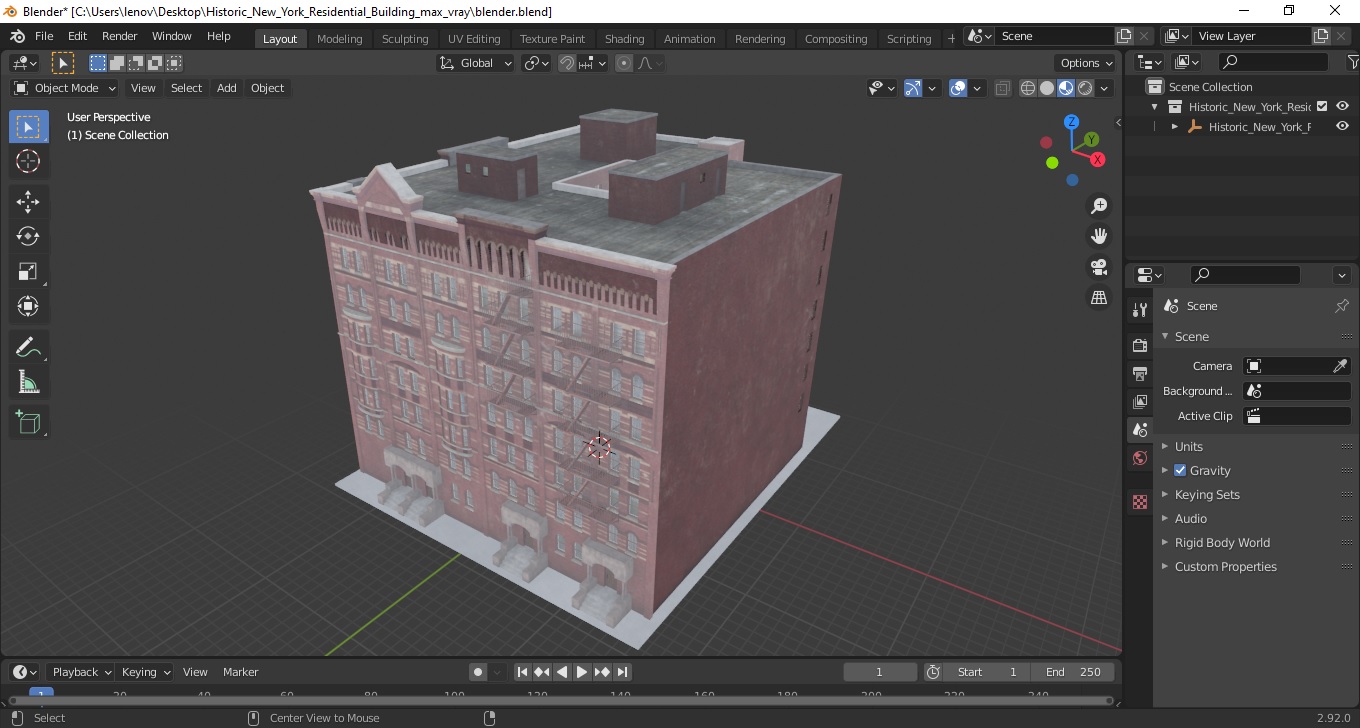 3D Historic New York Residential Building model