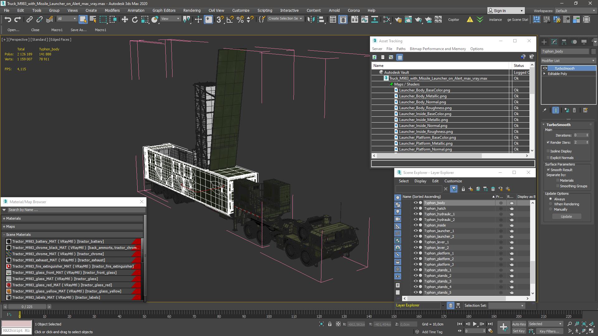 3D Truck M983 with Missile Launcher on Alert