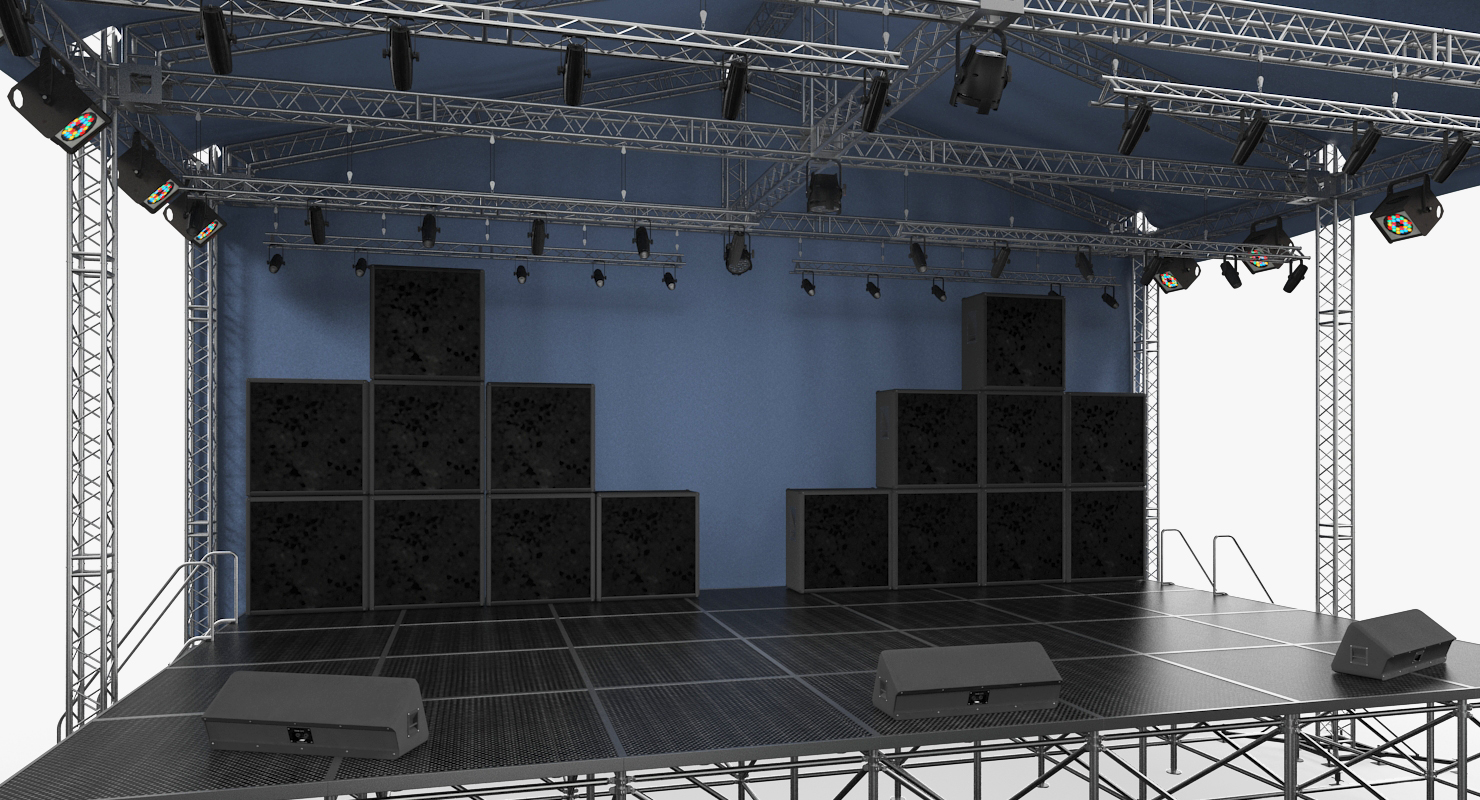 3D Concert Scene with Equipment model