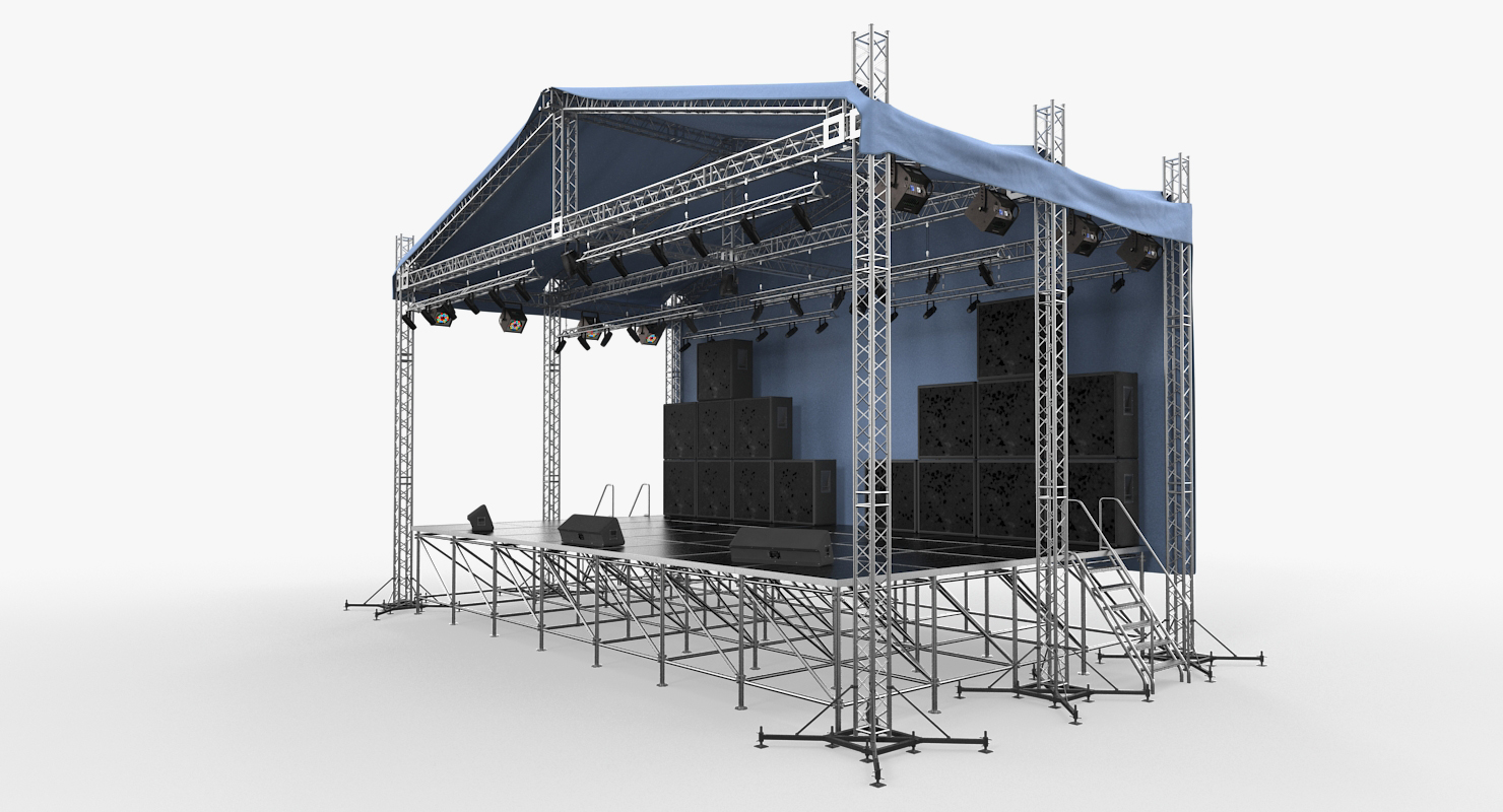 3D Concert Scene with Equipment model