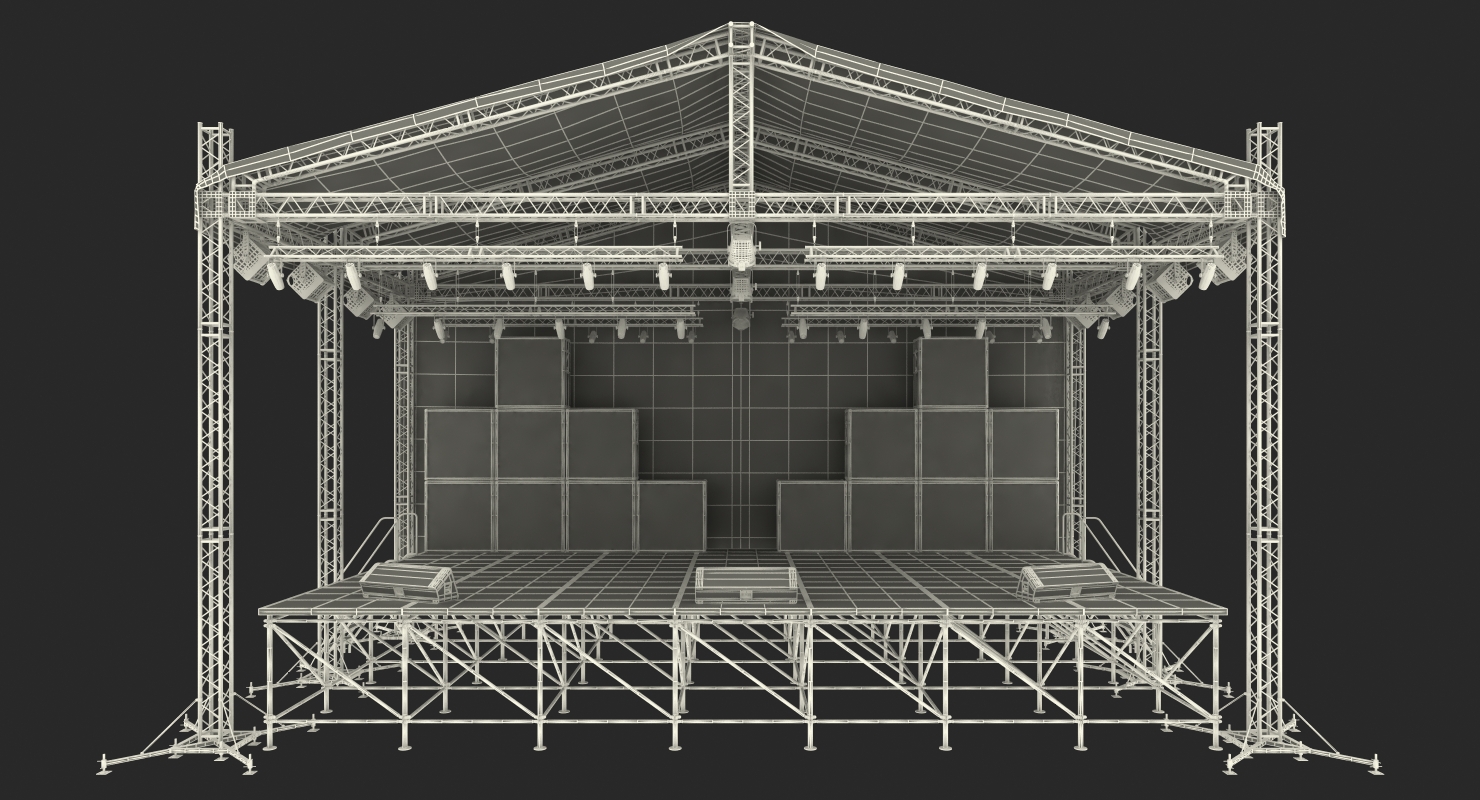 3D Concert Scene with Equipment model