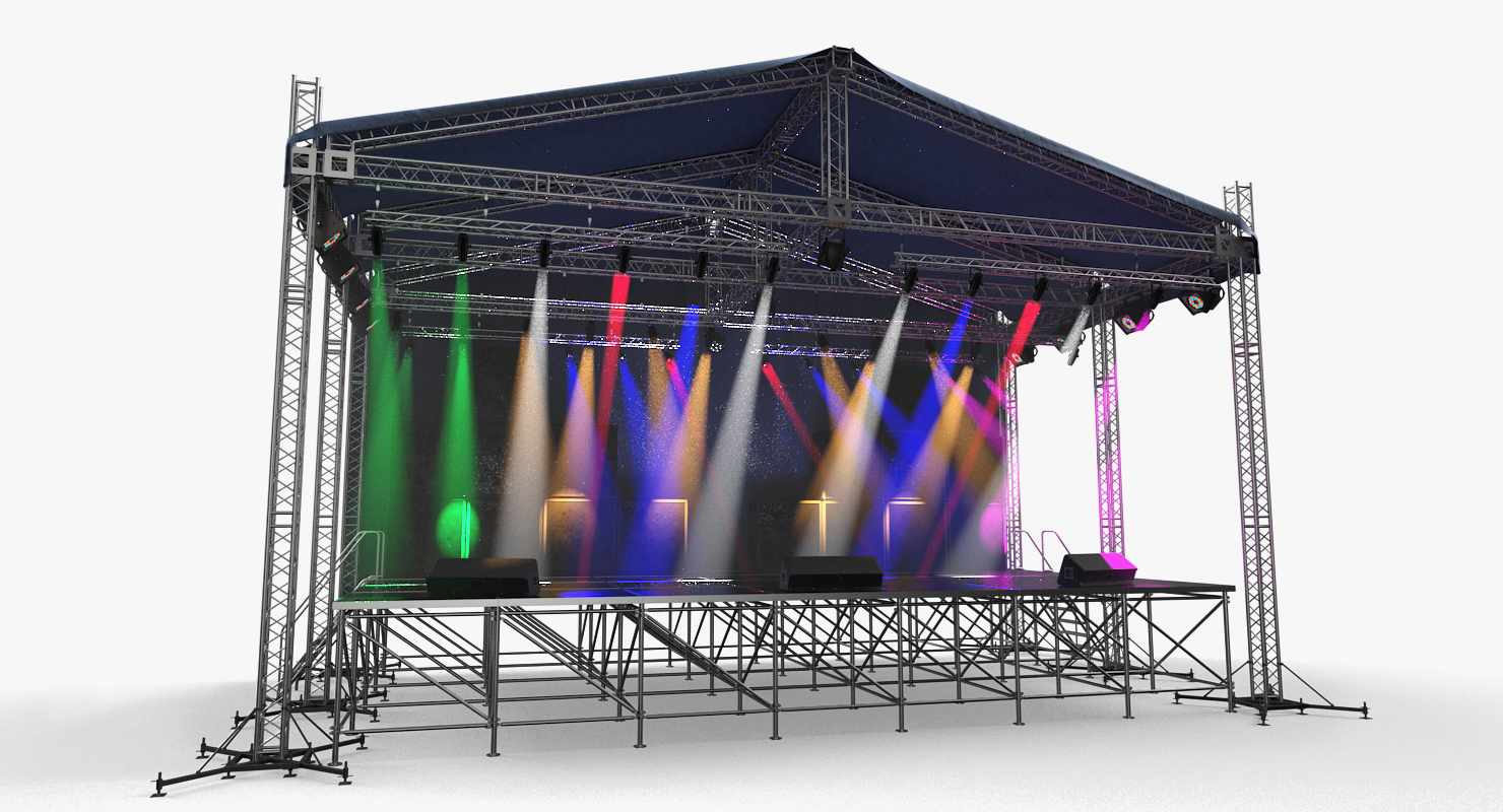 3D Concert Scene with Equipment model