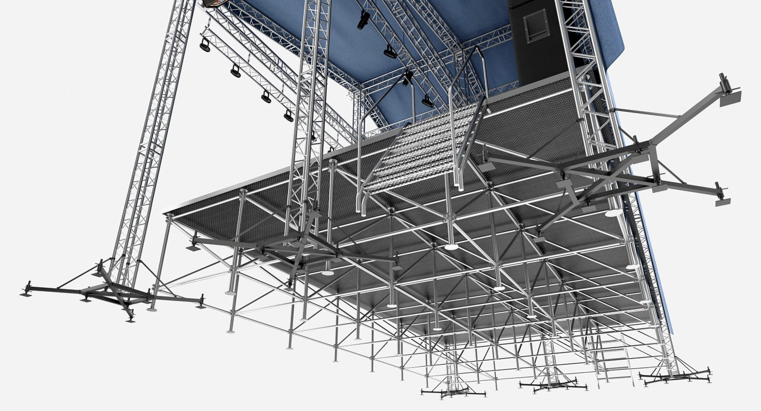 3D Concert Scene with Equipment model