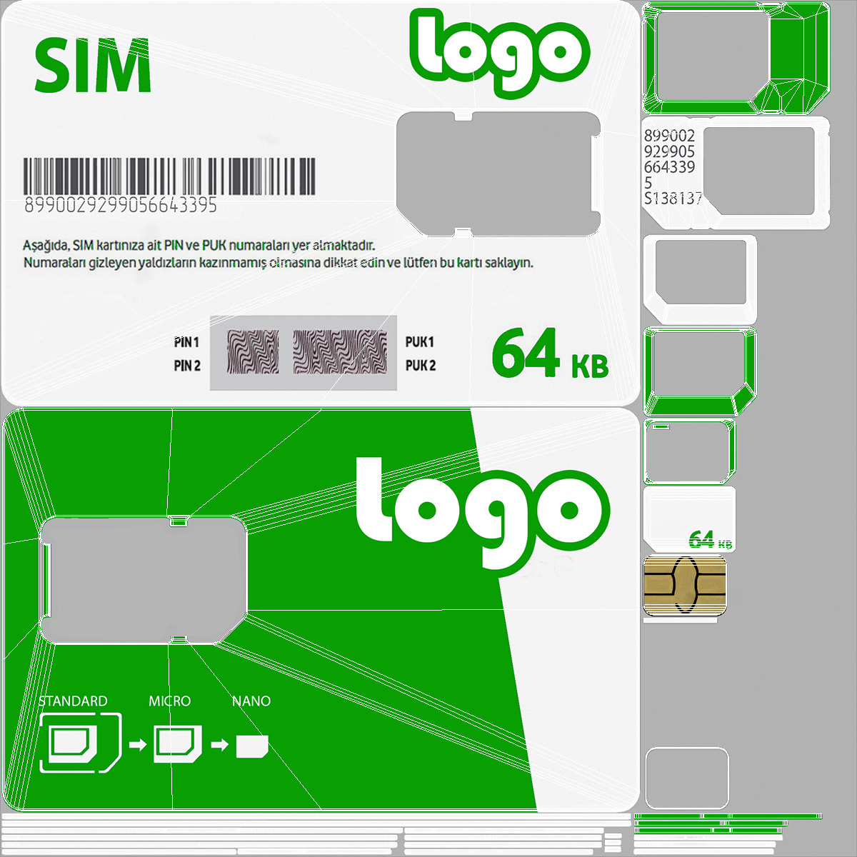 Sim Card Green 3D model