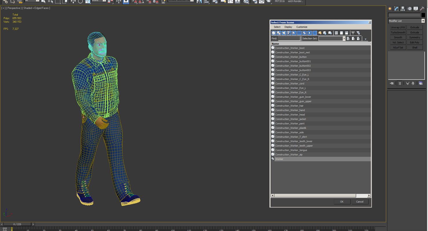 3D Worker In Blue Overalls Walking Pose