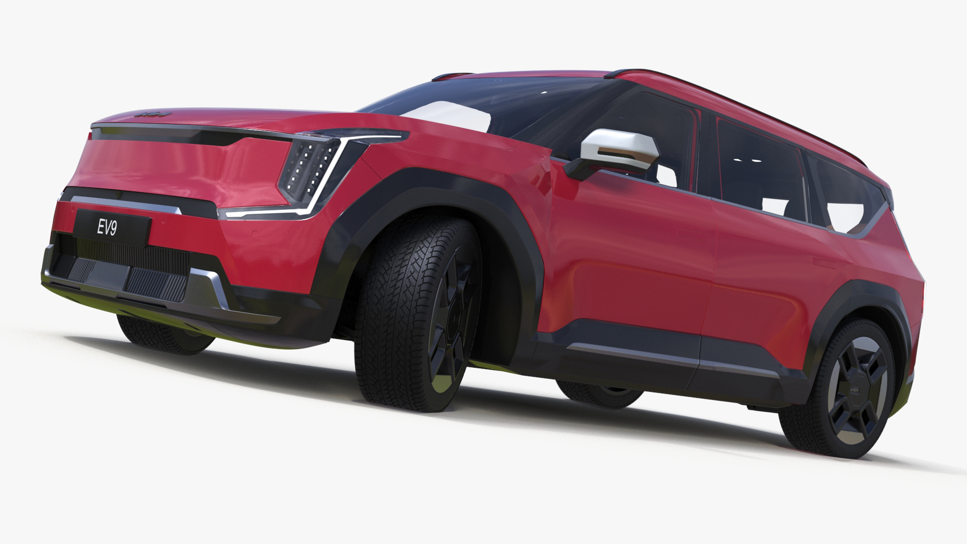 3D EV9 KIA Electric SUV Red Rigged