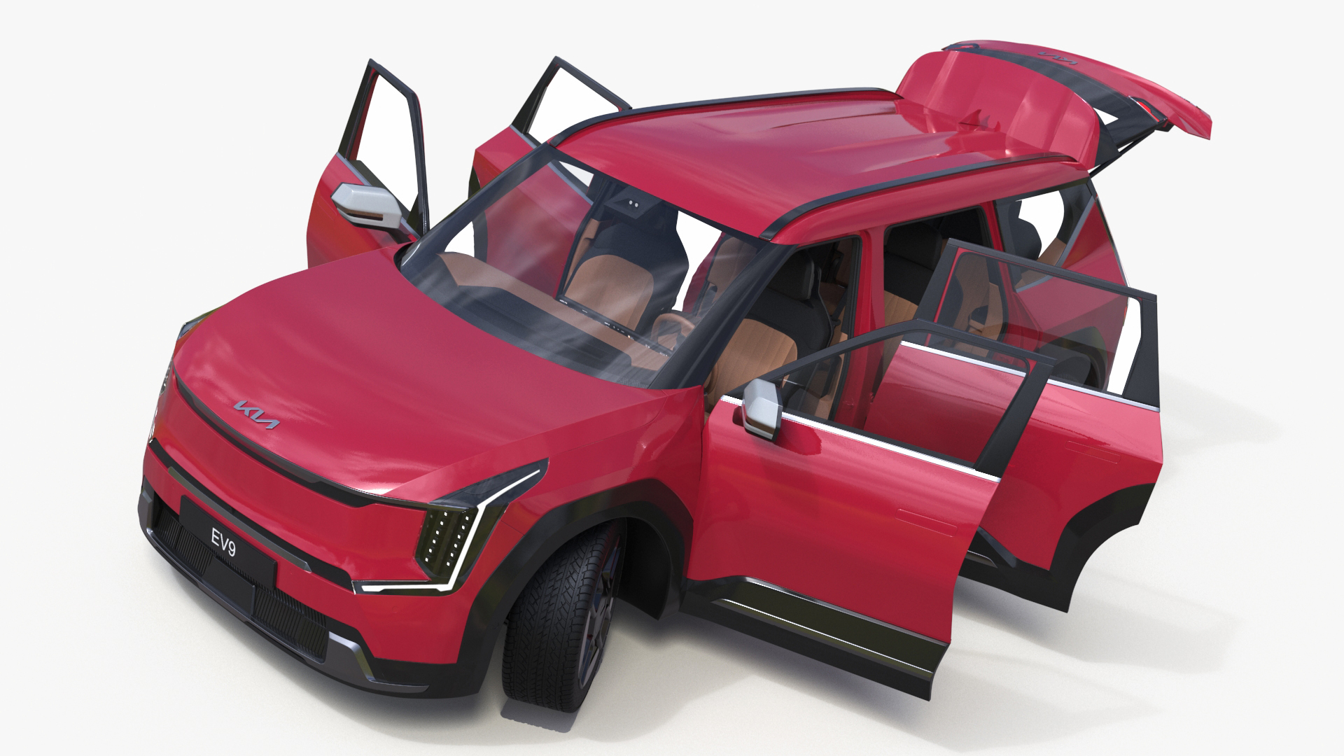 3D EV9 KIA Electric SUV Red Rigged