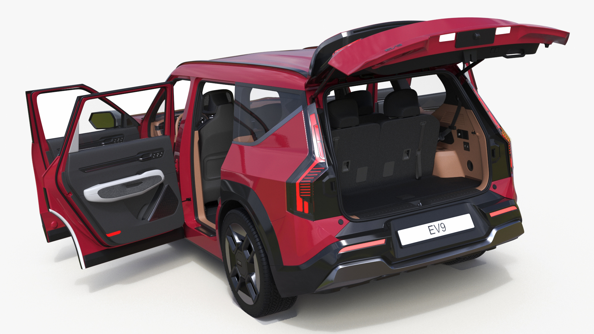 3D EV9 KIA Electric SUV Red Rigged