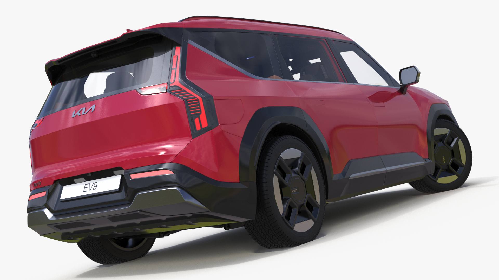 3D EV9 KIA Electric SUV Red Rigged