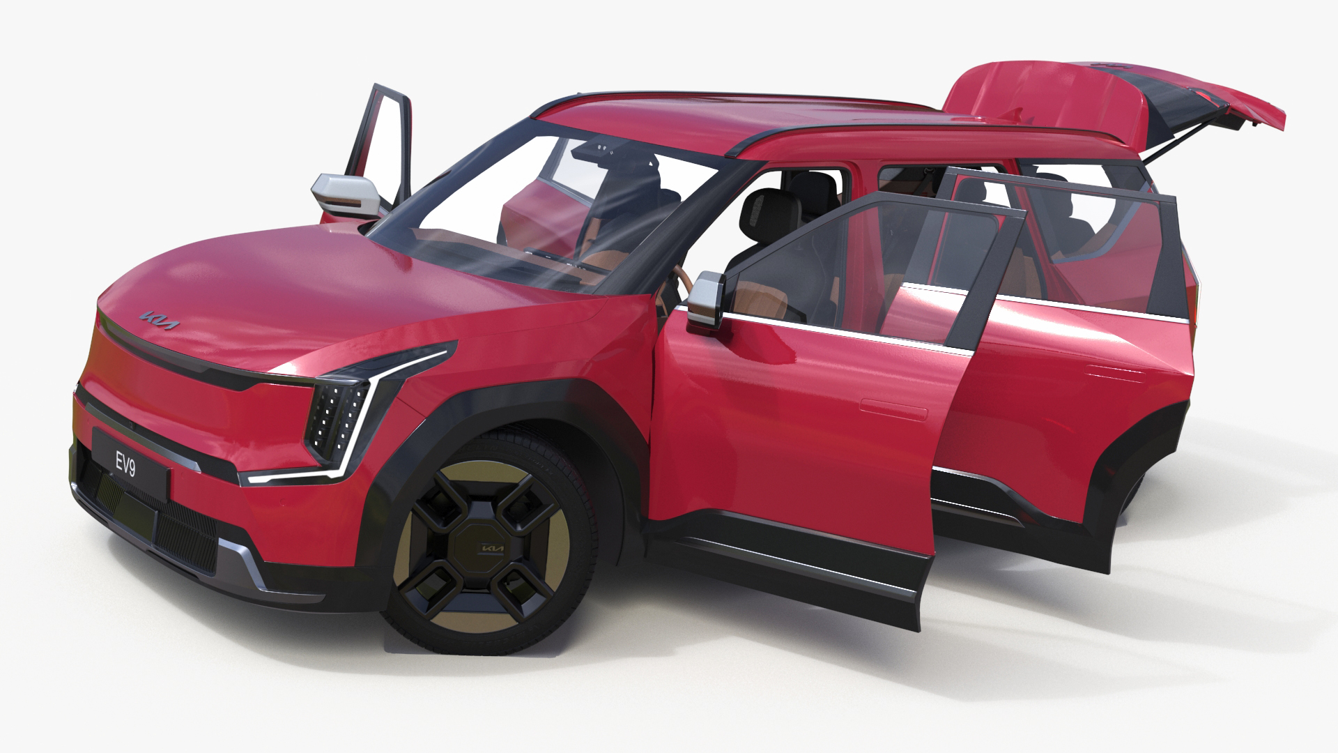 3D EV9 KIA Electric SUV Red Rigged