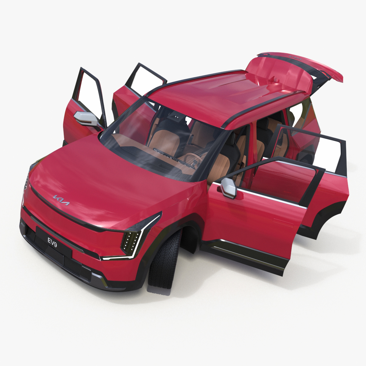 3D EV9 KIA Electric SUV Red Rigged