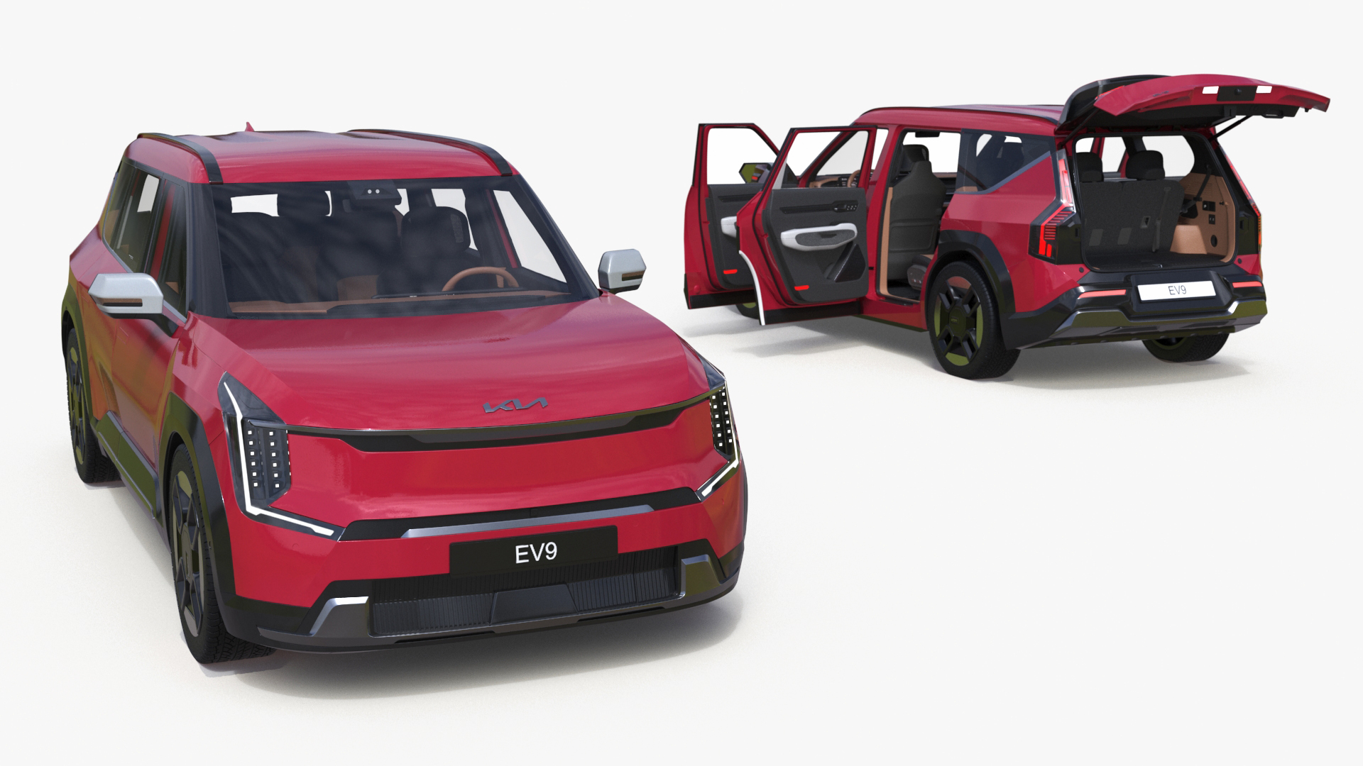 3D EV9 KIA Electric SUV Red Rigged