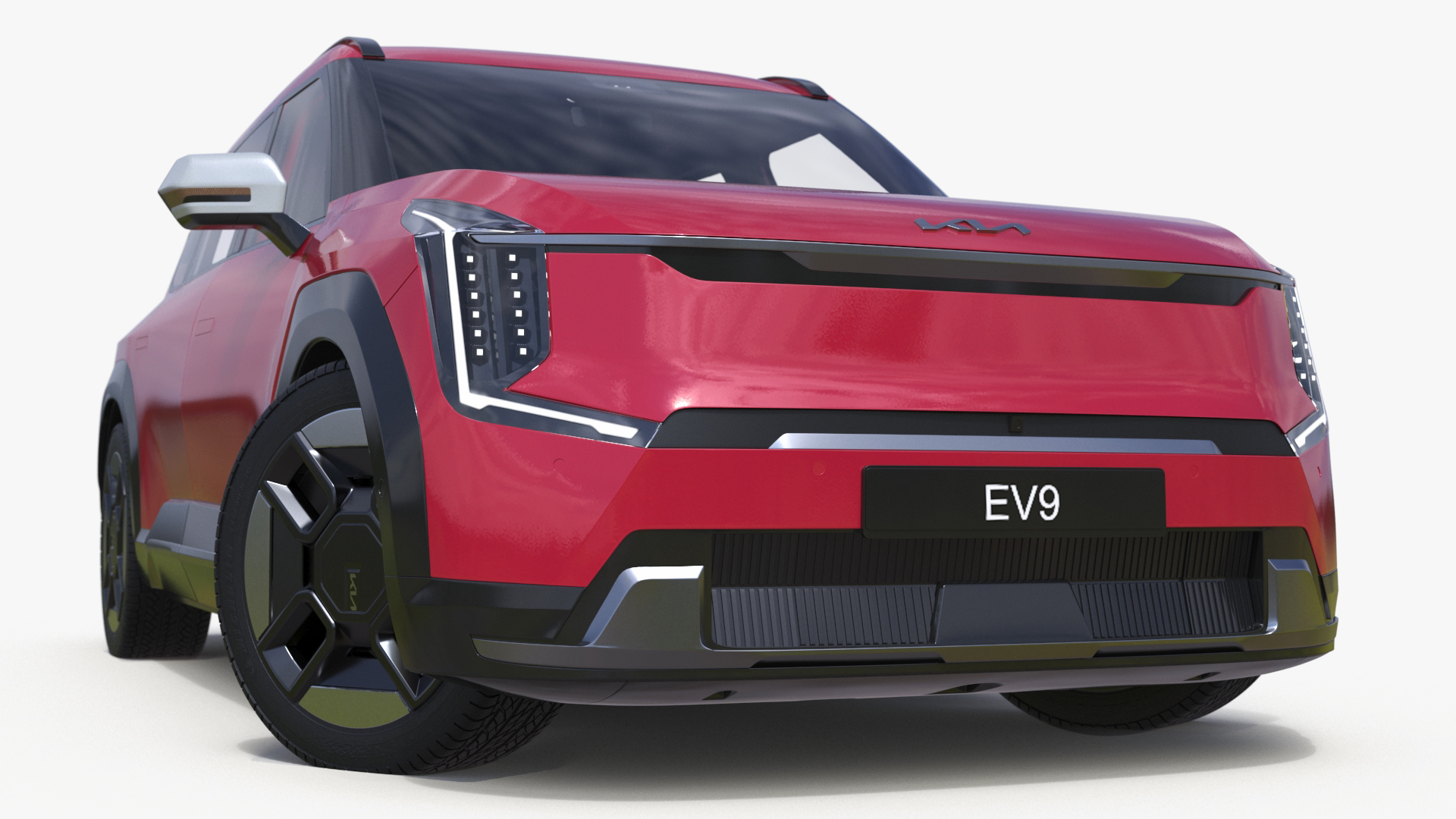 3D EV9 KIA Electric SUV Red Rigged