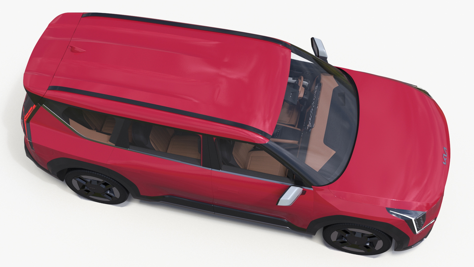 3D EV9 KIA Electric SUV Red Rigged