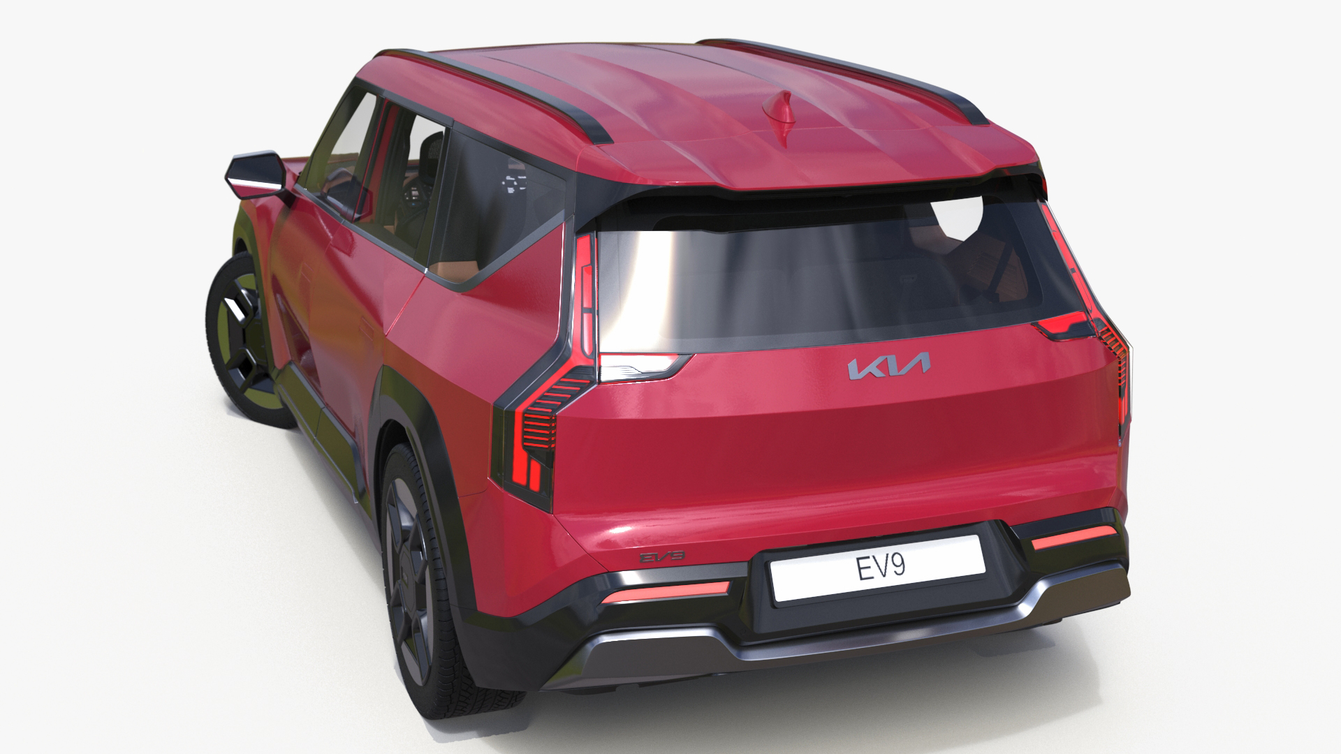 3D EV9 KIA Electric SUV Red Rigged