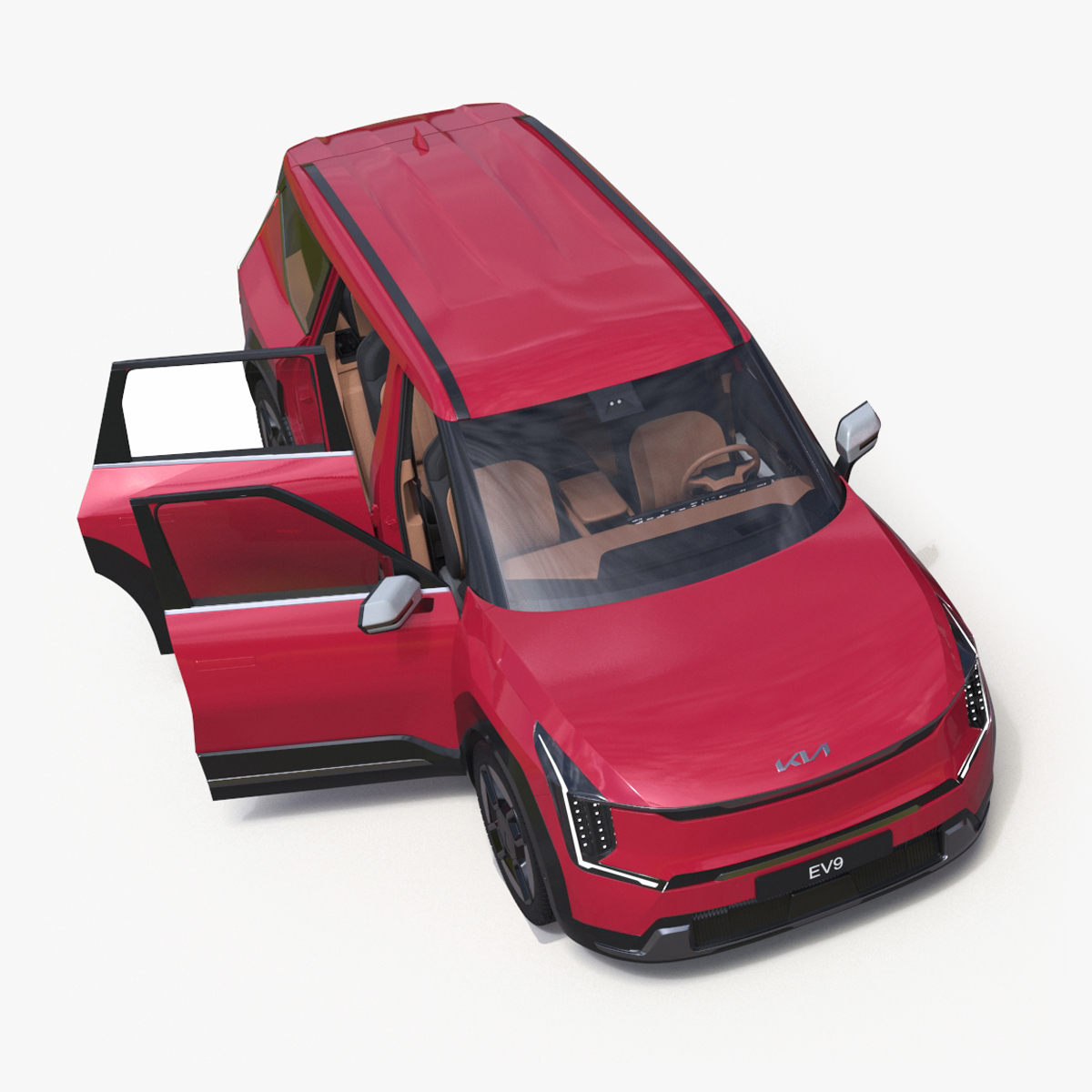 3D EV9 KIA Electric SUV Red Rigged