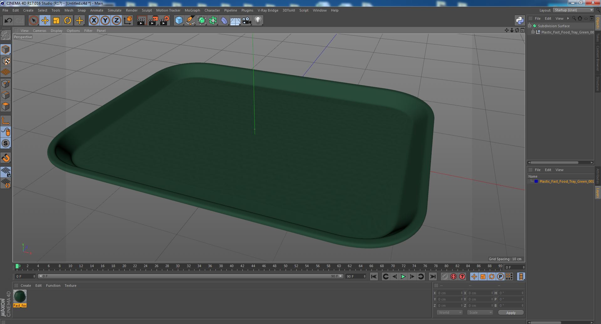 3D Plastic Fast Food Tray Green model