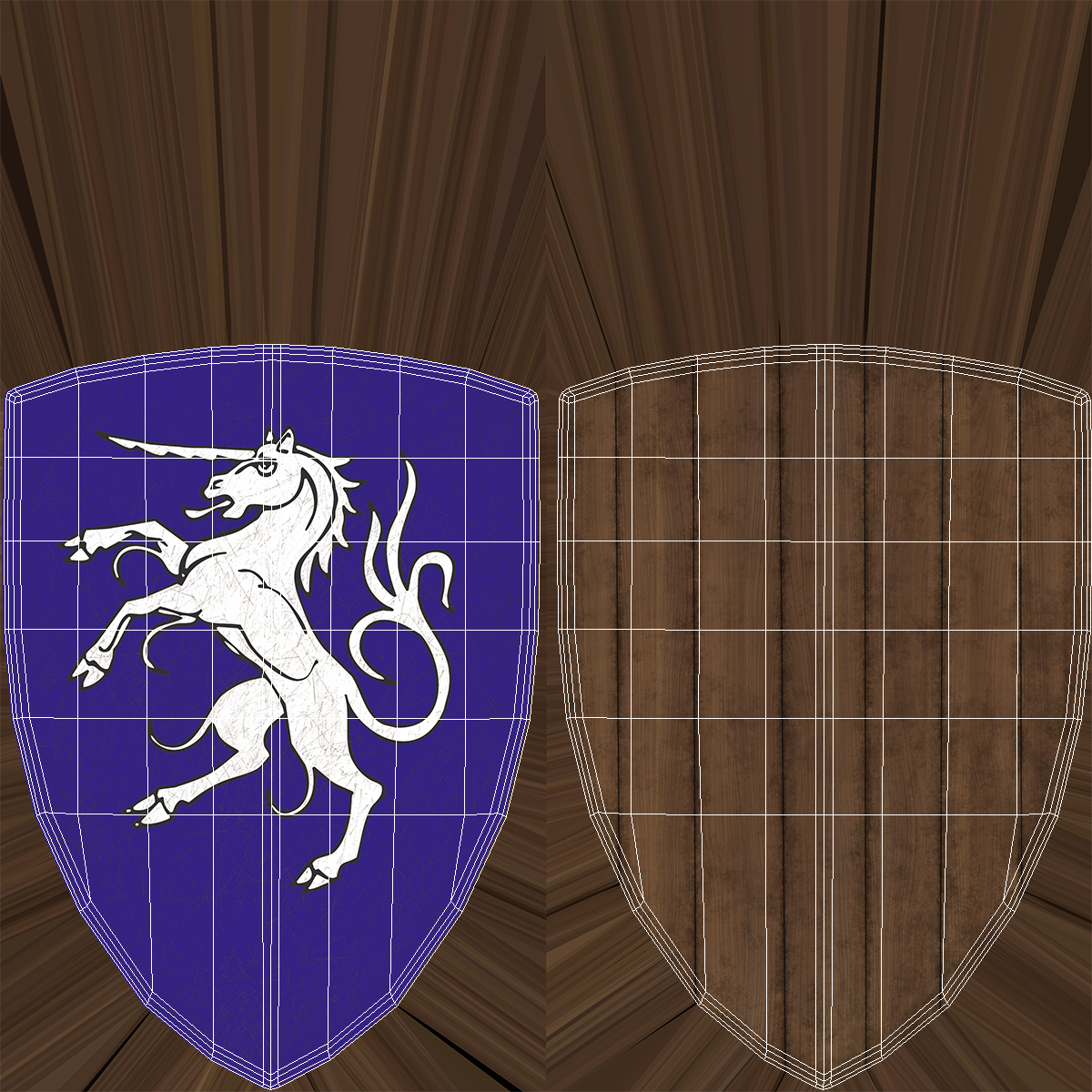 3D Unicorn Medieval Shield model