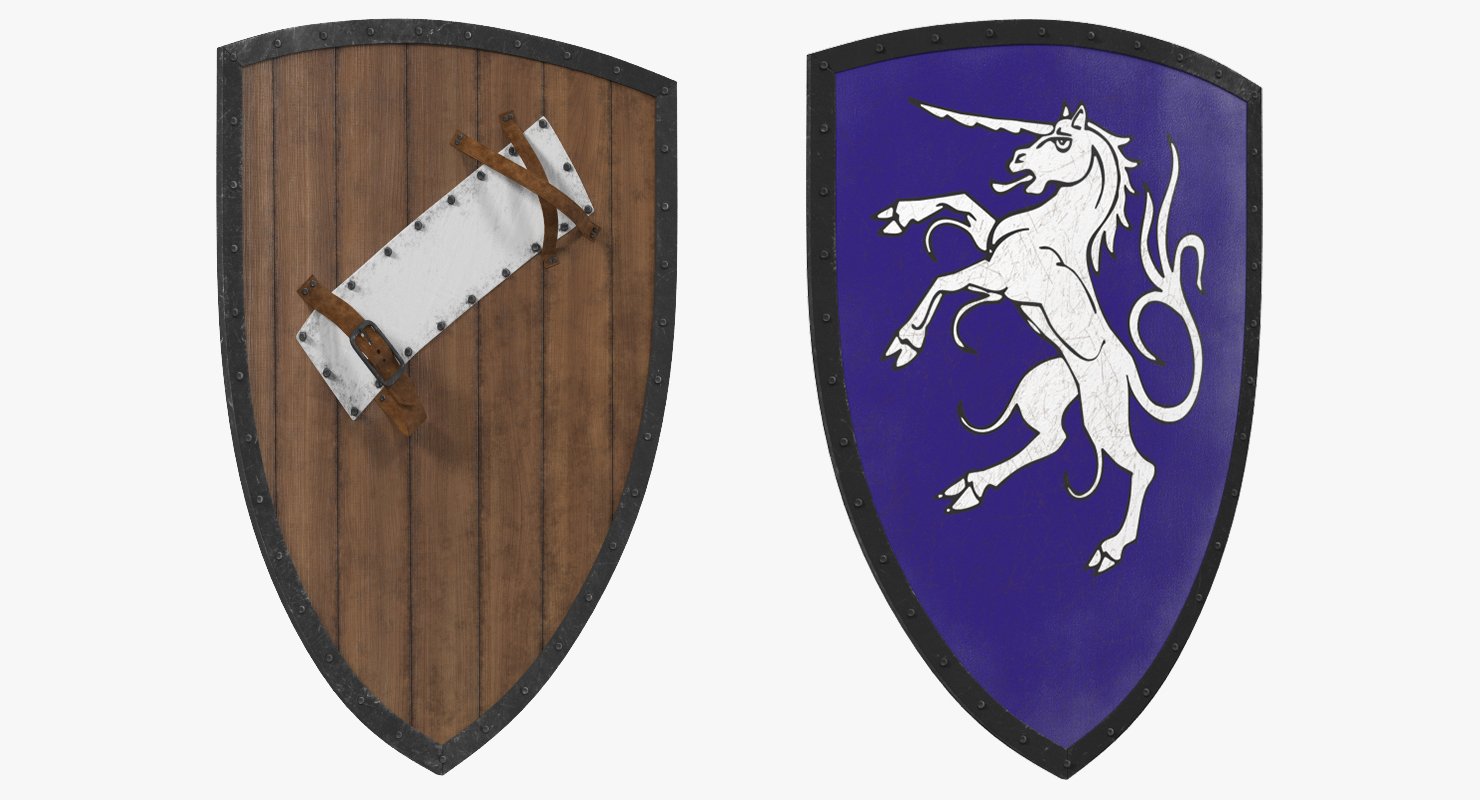 3D Unicorn Medieval Shield model