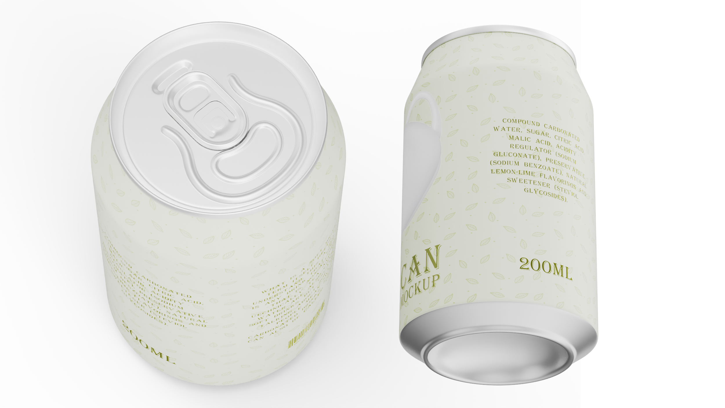 3D Green Tea Can Mockup 200ml