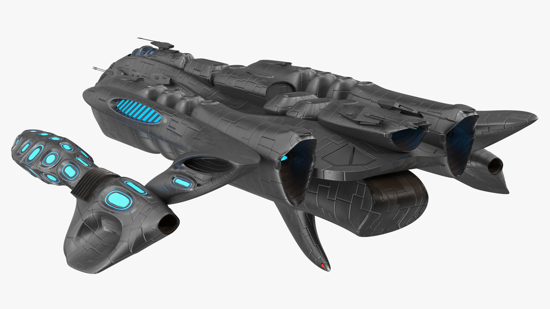 3D Sci-Fi Space Warship Black