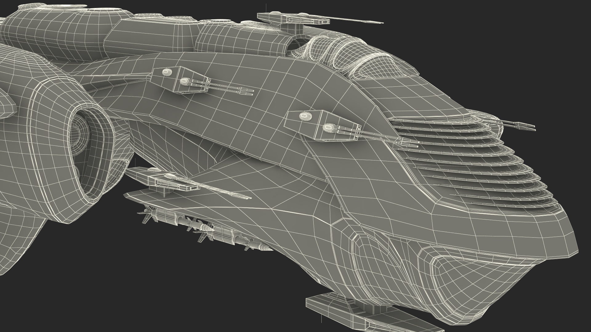 3D Sci-Fi Space Warship Black