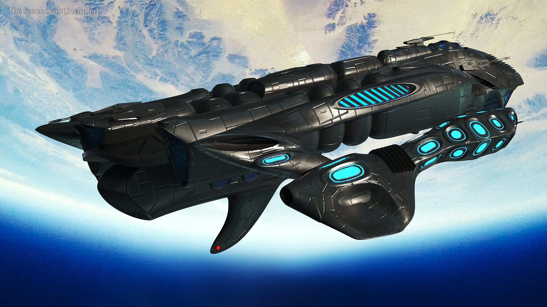 3D Sci-Fi Space Warship Black