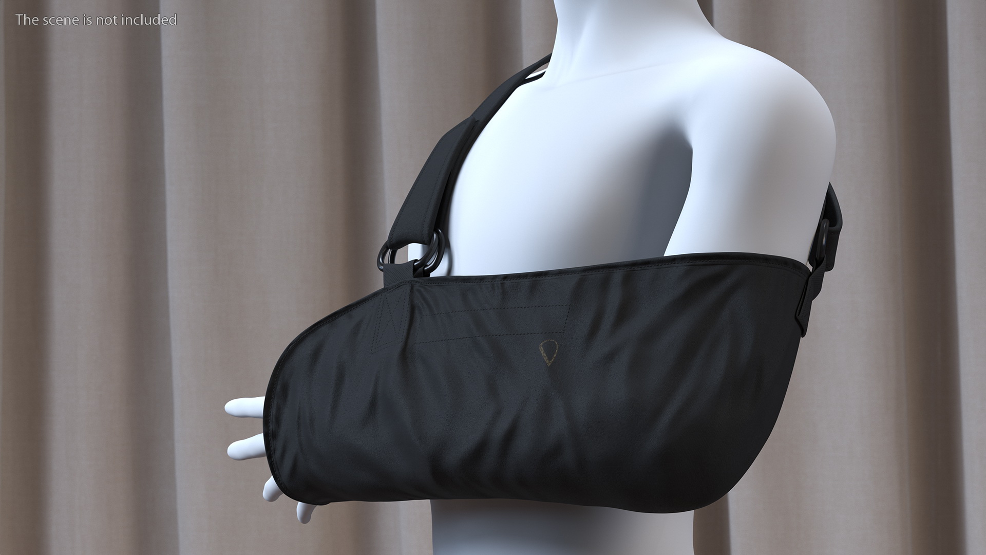 Arm Sling Bandage Black Left Adjustable 3D model