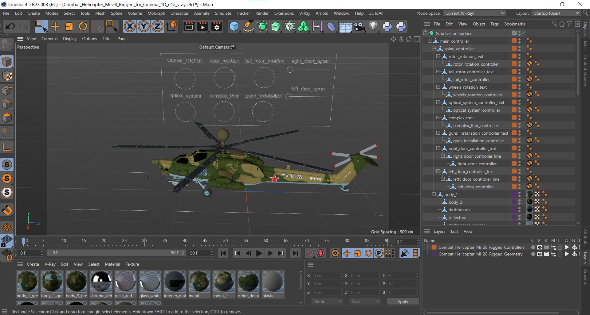 Combat Helicopter Mi-28 Rigged for Cinema 4D 3D model