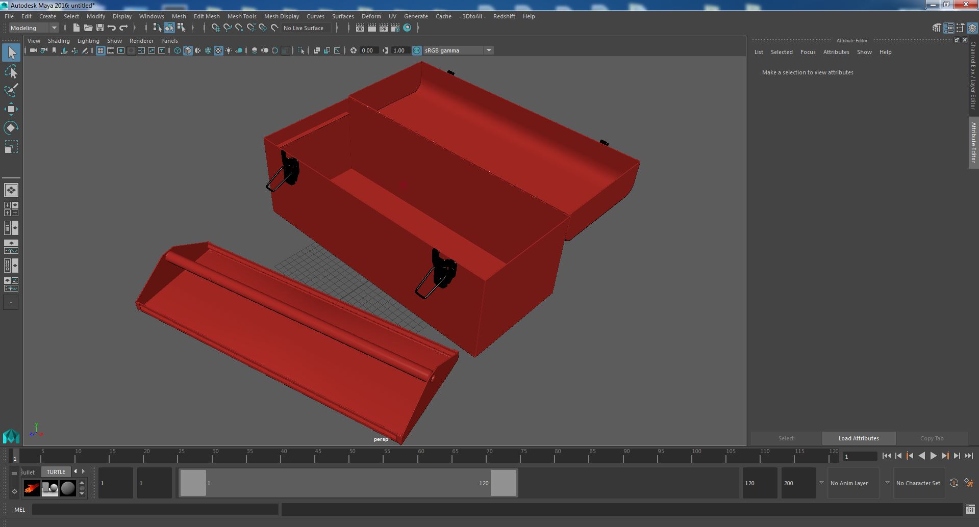 Sturdy Toolbox Red Open Empty 3D model