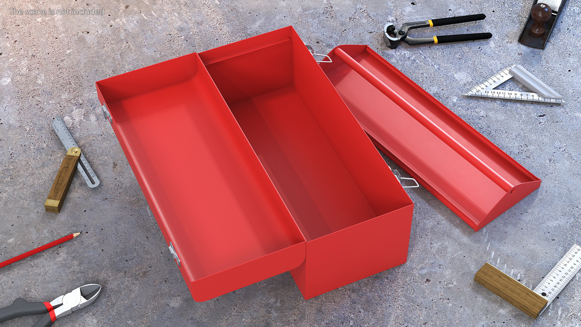 Sturdy Toolbox Red Open Empty 3D model