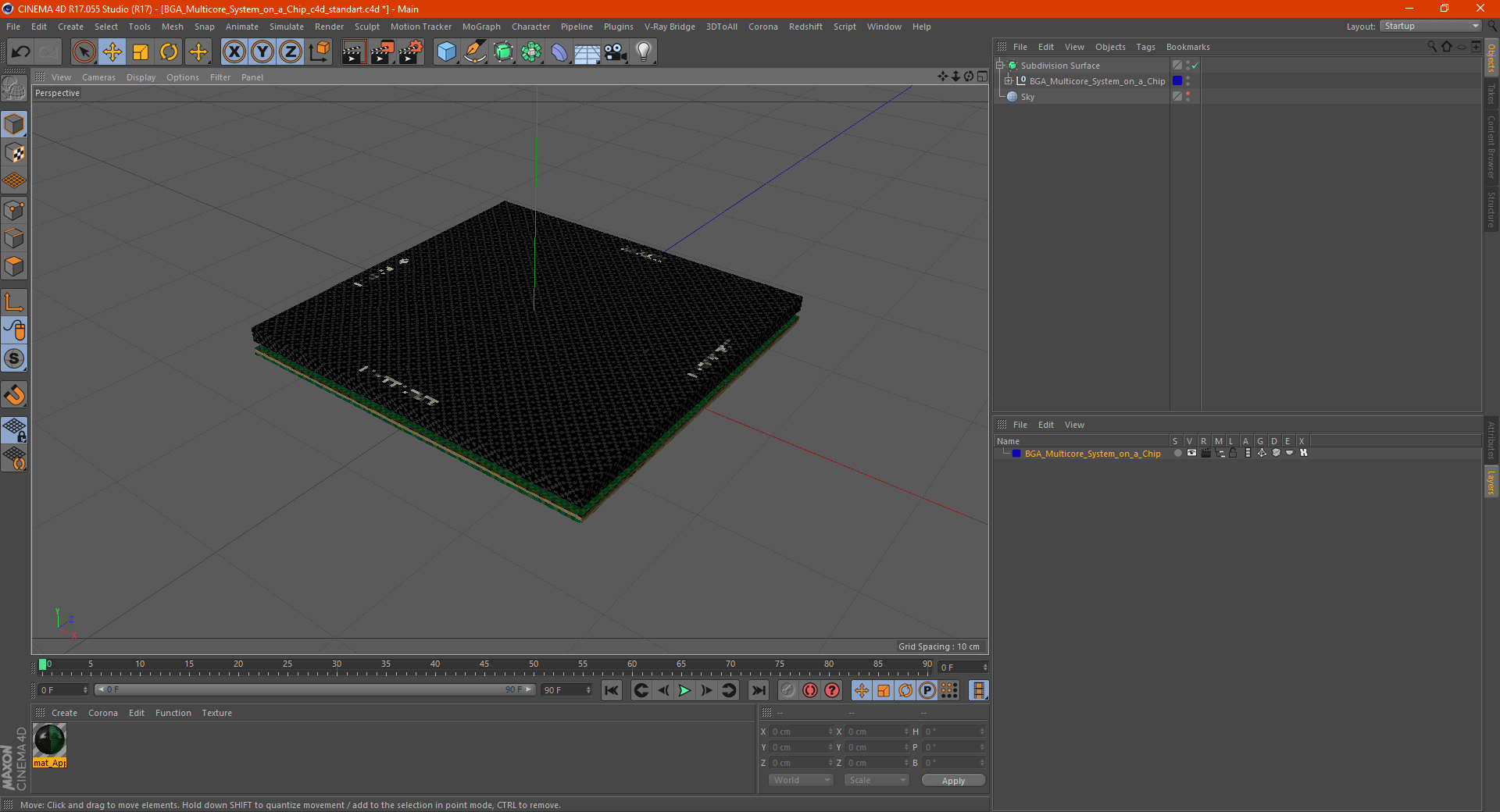 3D model BGA Multicore System on a Chip