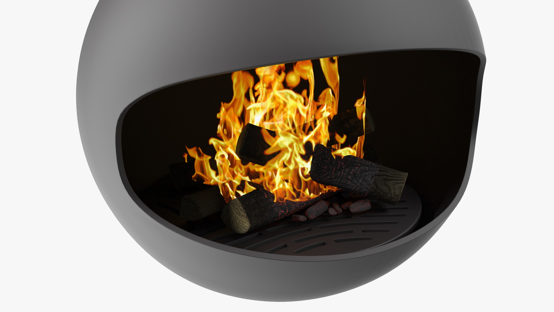 3D Fireplace Bathyscafocus Porthole with Fire and Wood