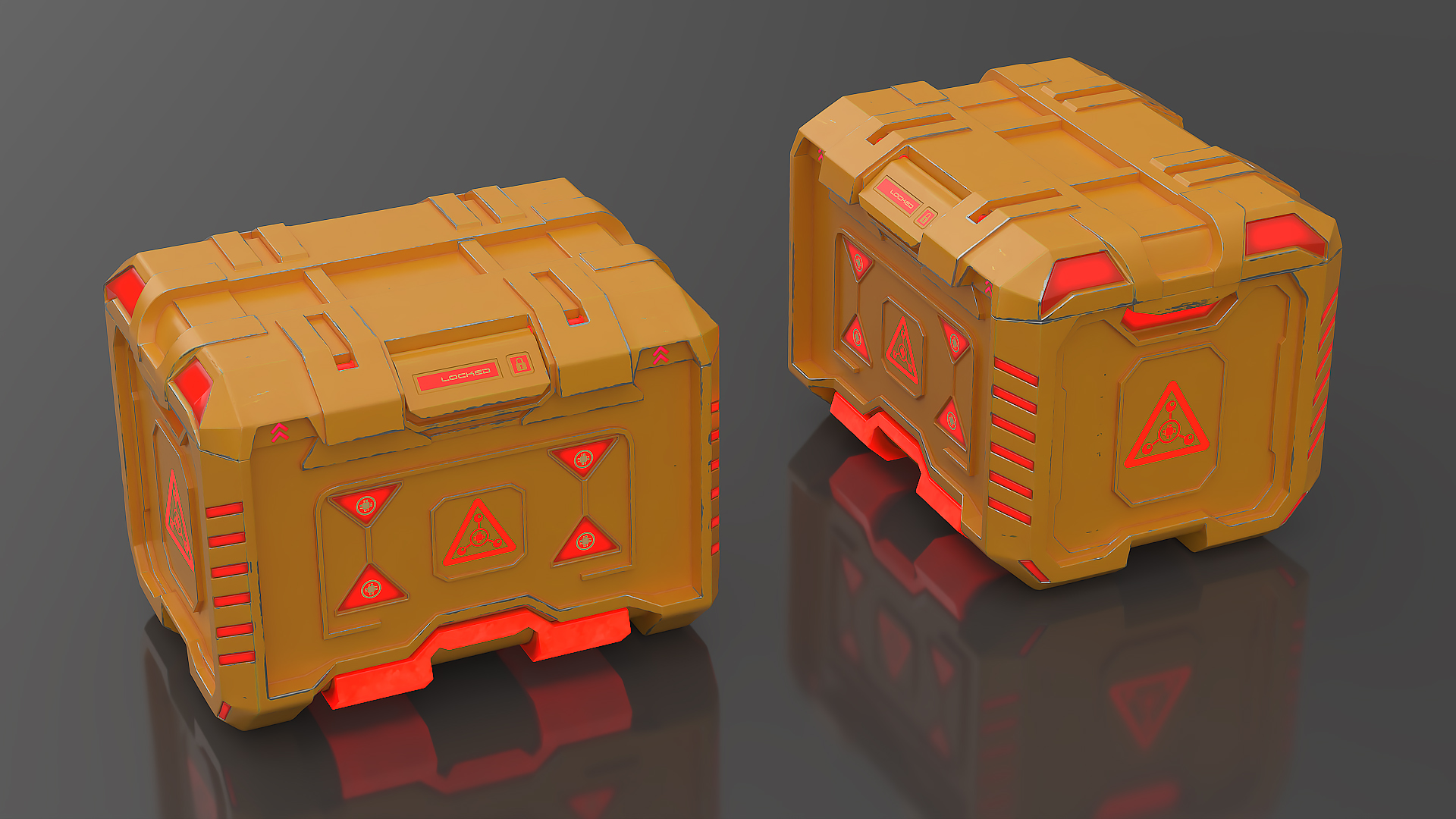 Sci-Fi Storage Crate Orange Locked 3D model